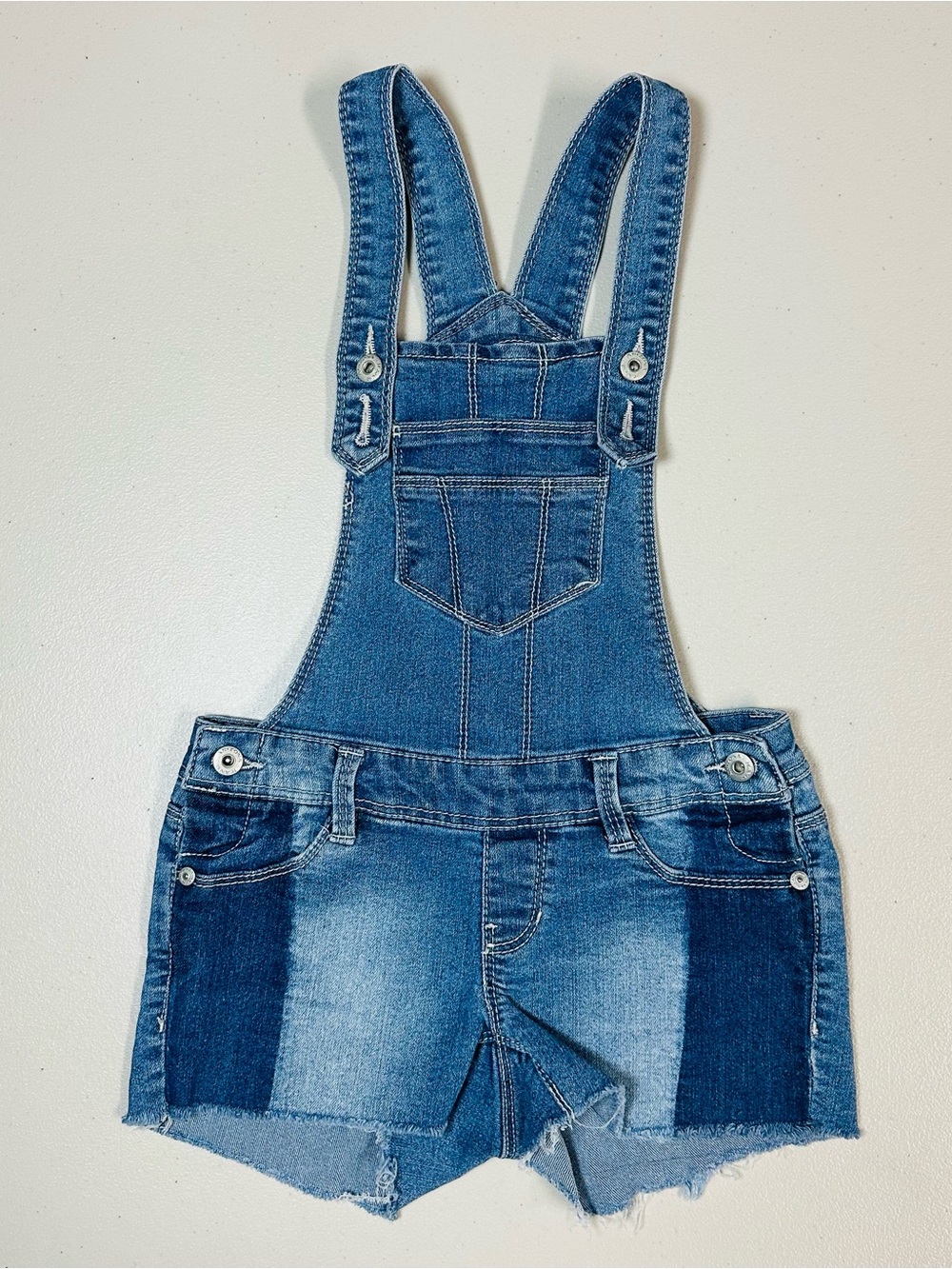 Arizona Jean Company Medium Blue Denim Kids Short Overalls